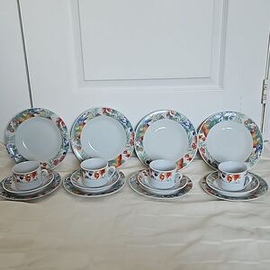 Table D'Hote 16 Pieces Porcelain Dinner Set Dishwasher & Microwave Safe White